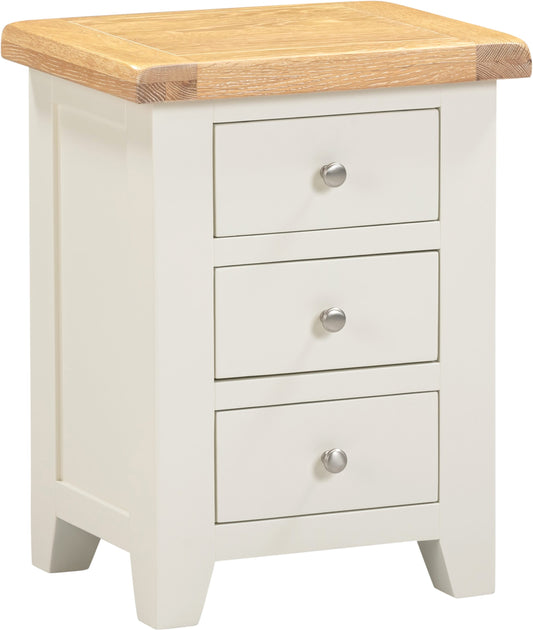 Windsor 3 Drawer Bedside Ivory/Oak