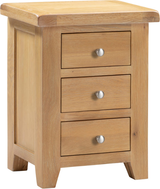 Windsor 3 Drawer Bedside Natural Oak