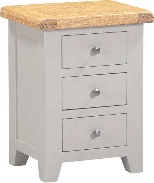 Windsor 3 Drawer Bedside Pebble Grey/Oak