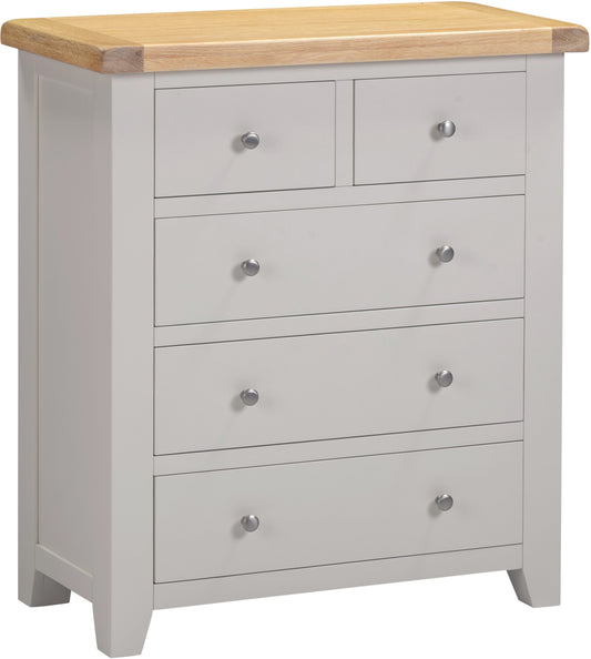 Windsor 3+2 Drawer Chest Pebble Grey/Oak