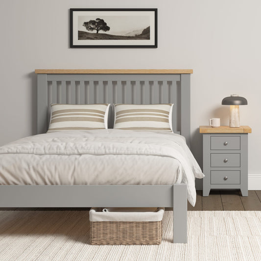 Windsor Bed Low Foot End Pebble Grey/Oak