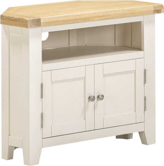 Windsor Corner TV Unit Ivory/Oak