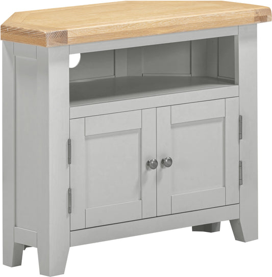 Windsor Corner TV Unit Pebble Grey/Oak