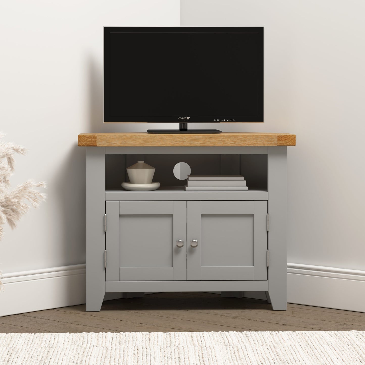 Windsor Corner TV Unit Pebble Grey/Oak