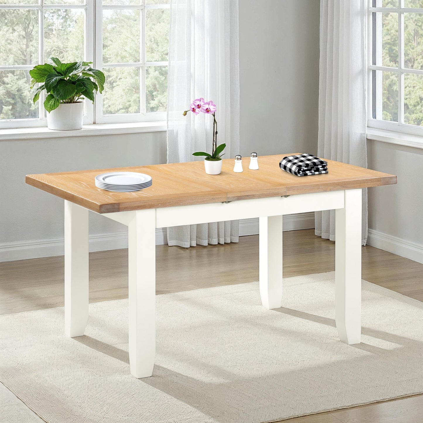 Windsor 1.2m (+30cm) Extending Oak Dining Table 4 Chair Set