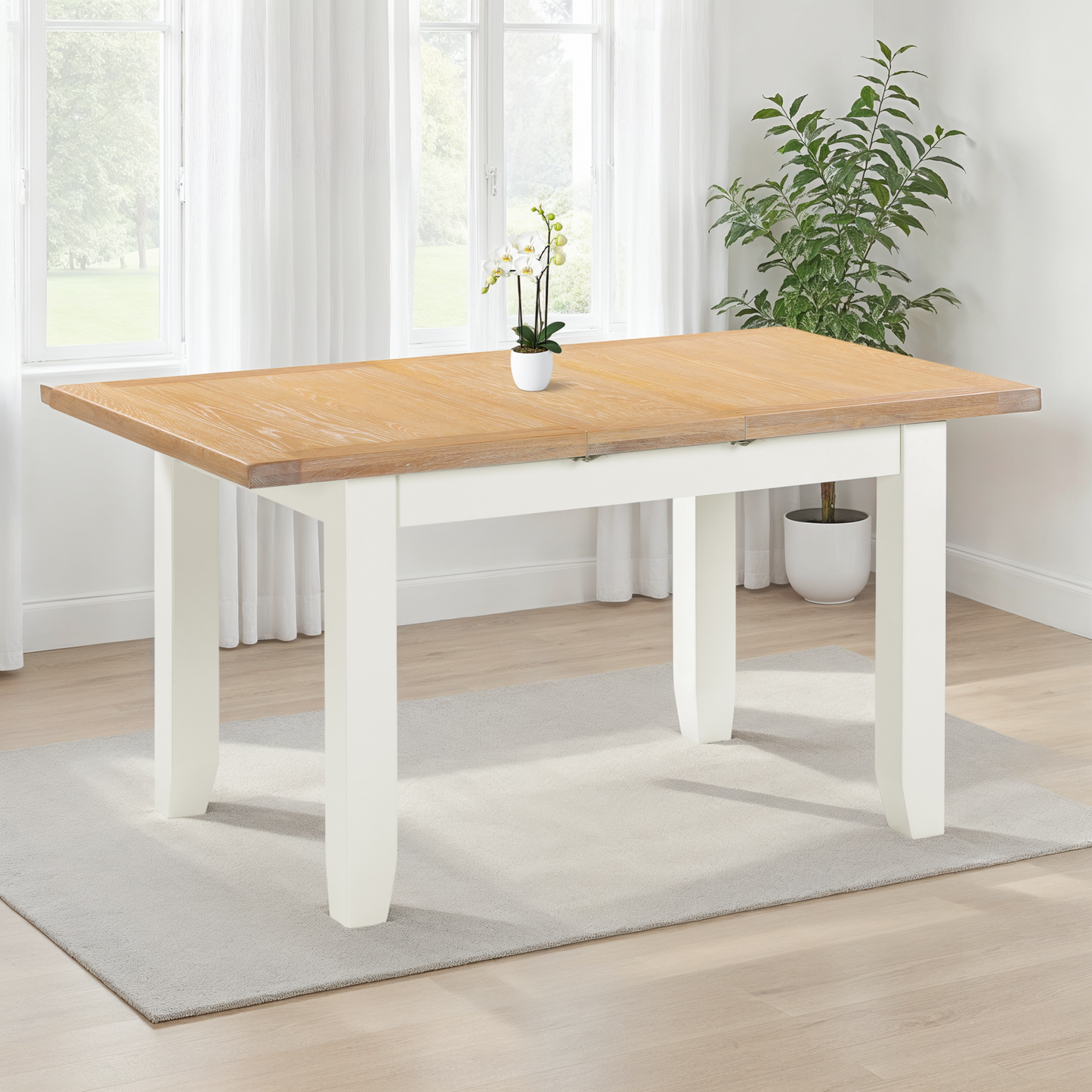 Windsor 1.2m (+30cm) Extending Oak Dining Table 4 Chair Set