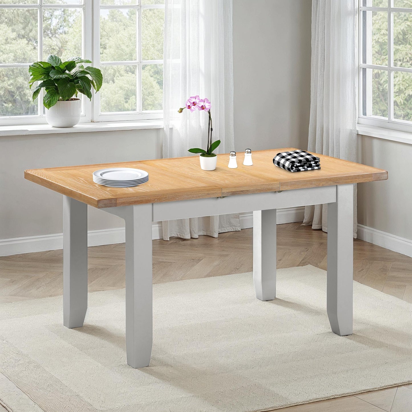 Windsor 1.2m (+30cm) Extending Oak Dining Table 4 Chair Set