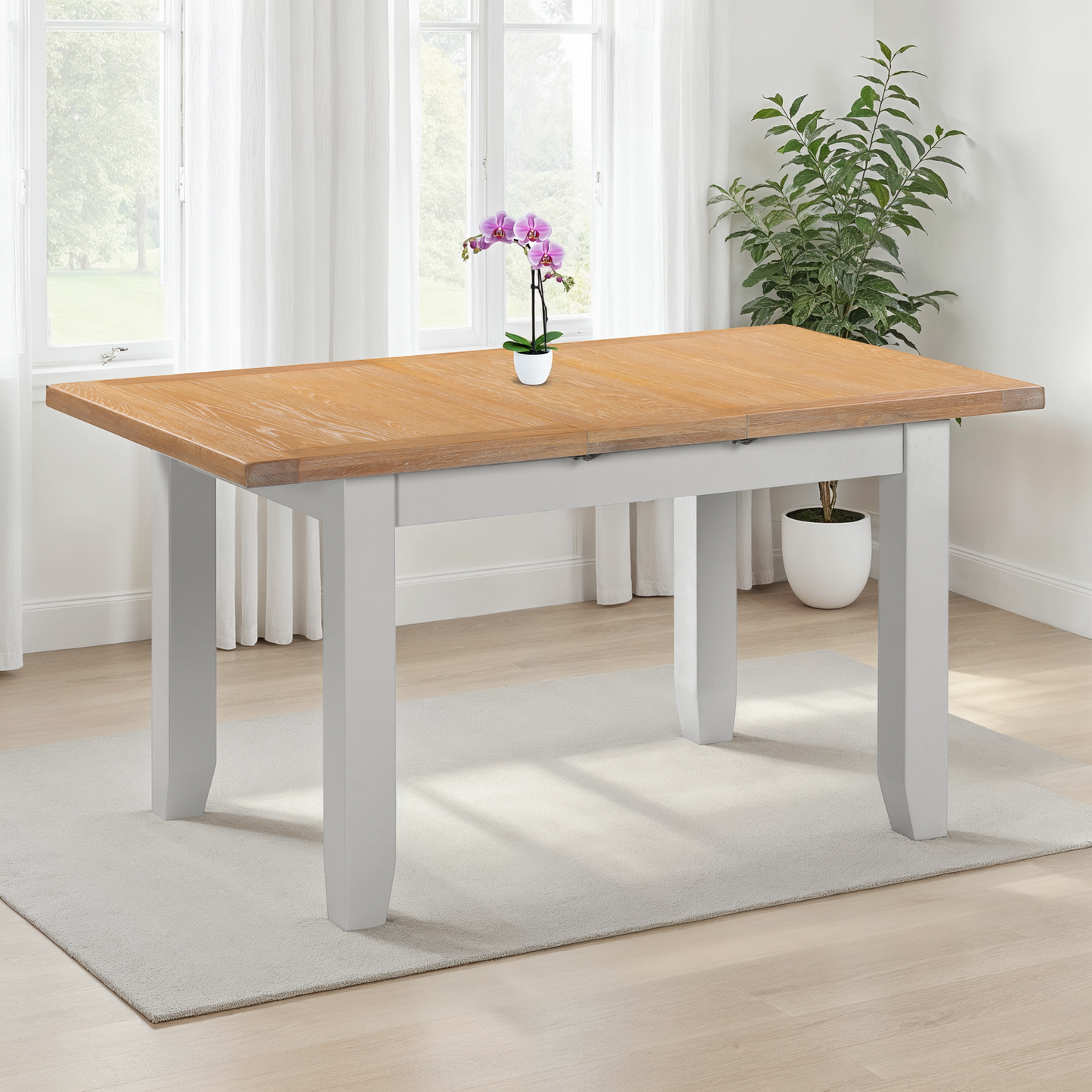 Windsor 1.2m (+30cm) Extending Oak Dining Table 4 Chair Set