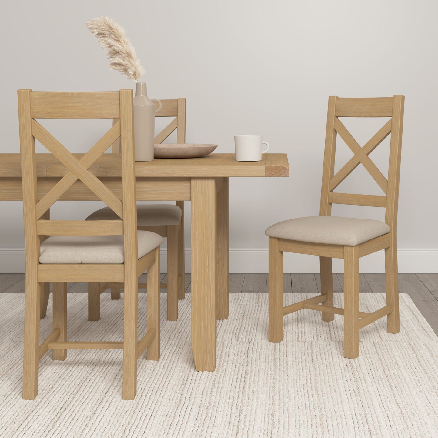 Windsor 1.2m (+30cm) Extending Oak Dining Table 4 Chair Set