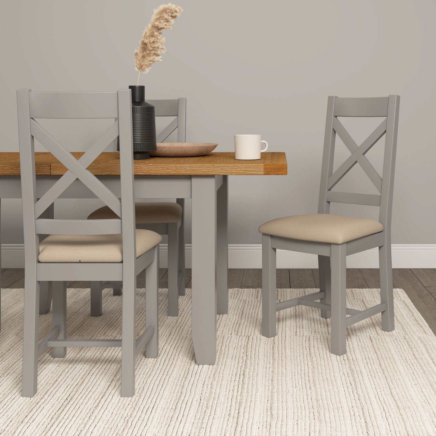 Windsor 1.2m (+30cm) Extending Oak Dining Table 4 Chair Set