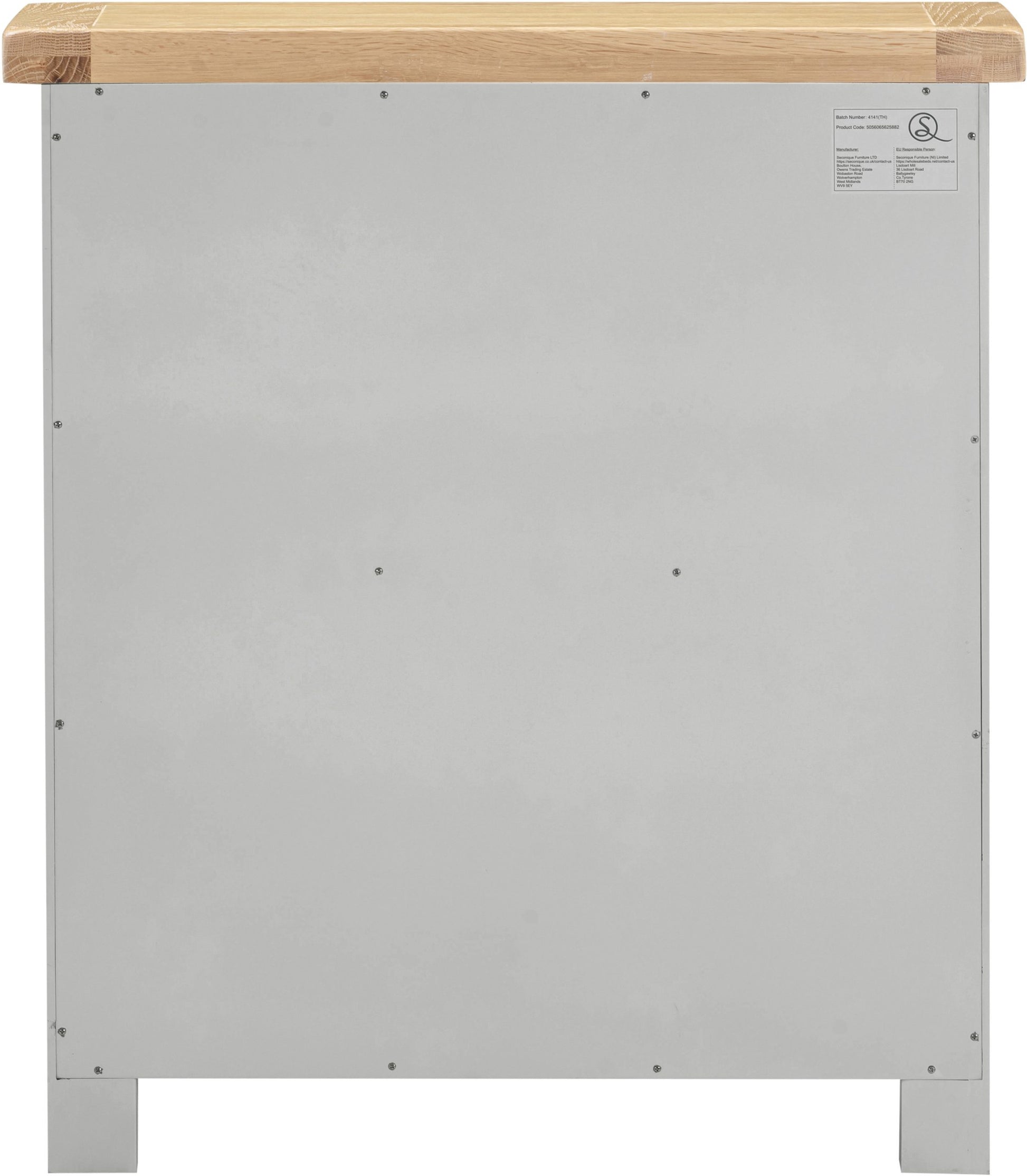 Gray cabinet with a wooden top on a white background
