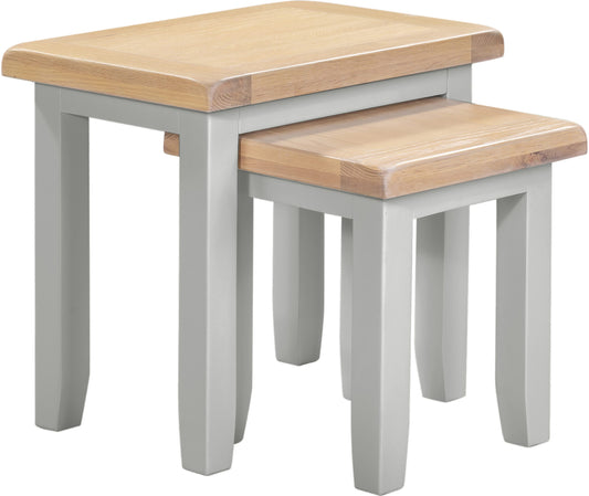 Windsor Nest of 2 Tables Pebble Grey/Oak