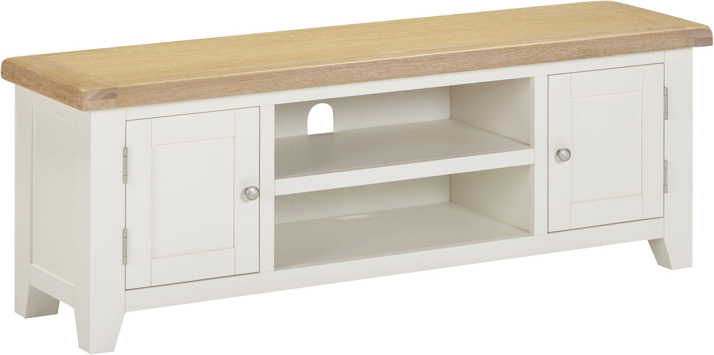 Windsor Straight TV Unit Ivory/Oak