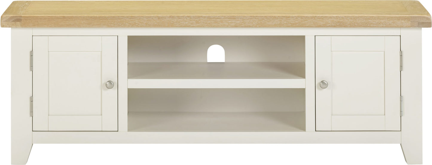 Windsor Straight TV Unit Ivory/Oak