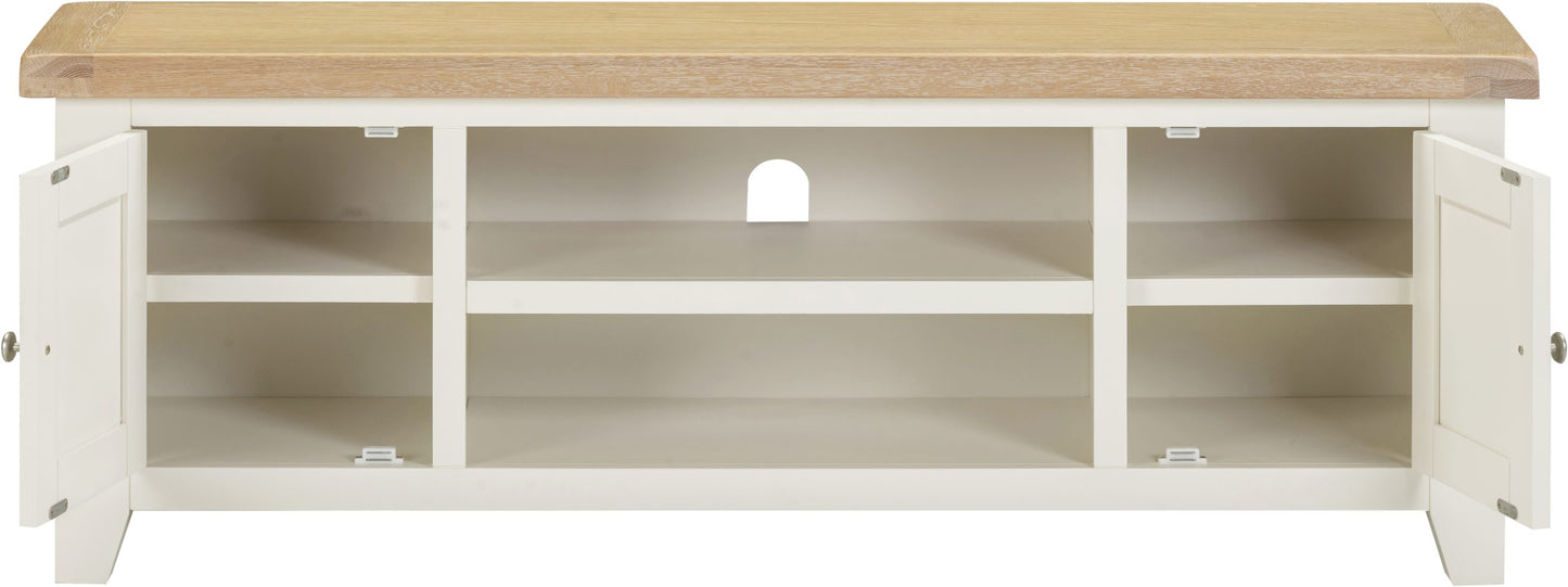 Windsor Straight TV Unit Ivory/Oak