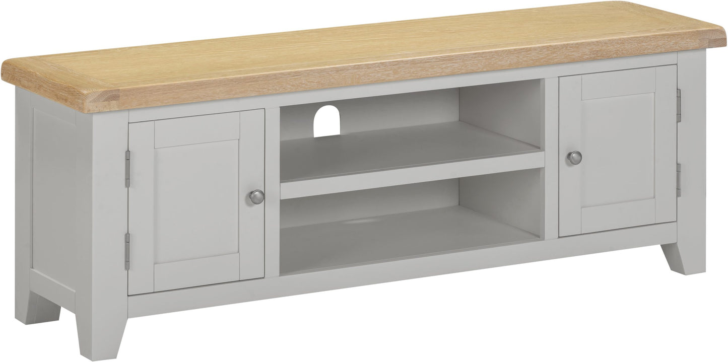 Windsor Straight TV Unit Pebble Grey/Oak