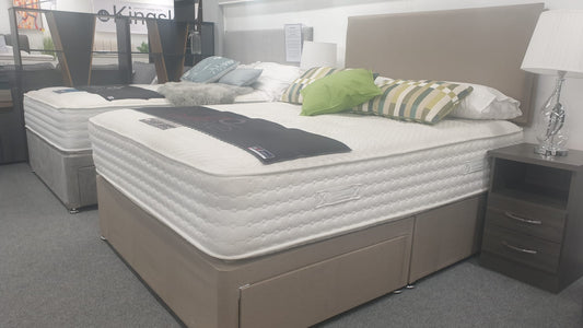 Divan Bed Set - Vermont 1000 Mattress with York Headboard in Sierra Mink