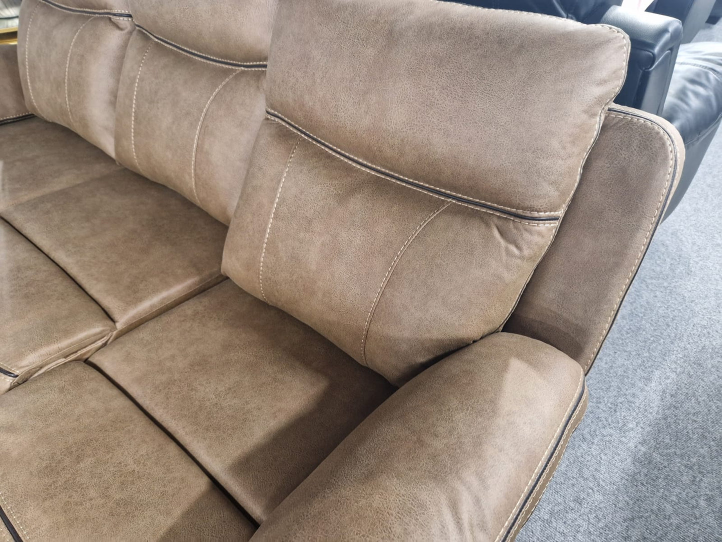 Moneen Recliner Corner Sofas - Tan Fabric