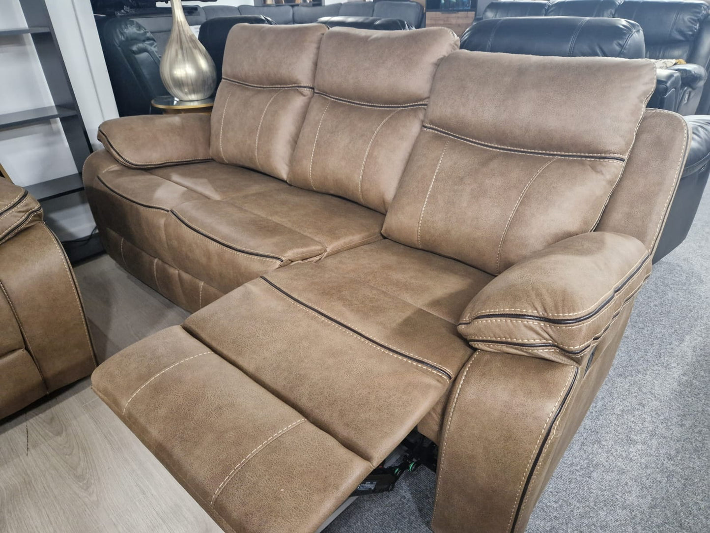 Moneen Recliner Sofas - Tan Fabric