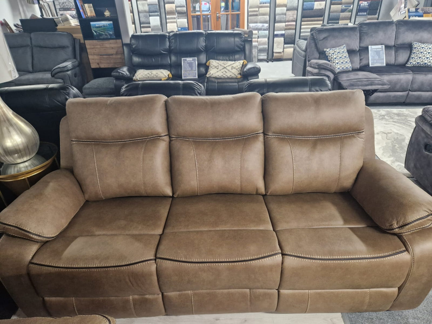 Moneen Recliner Sofas - Tan Fabric