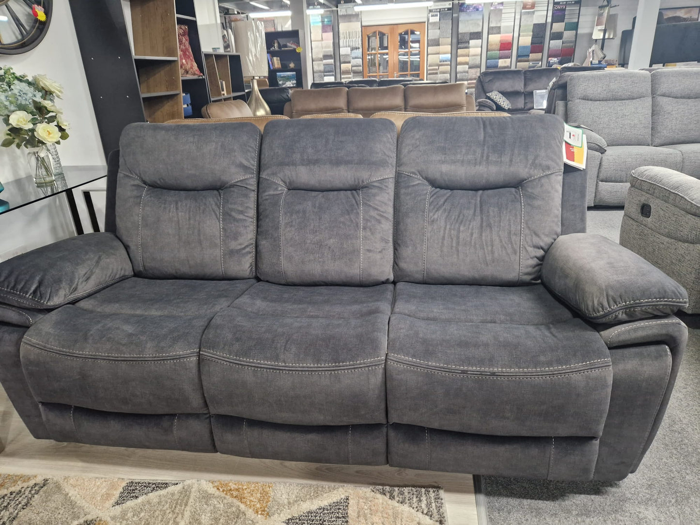Shannon Recliner Sofas - Grey Fabric