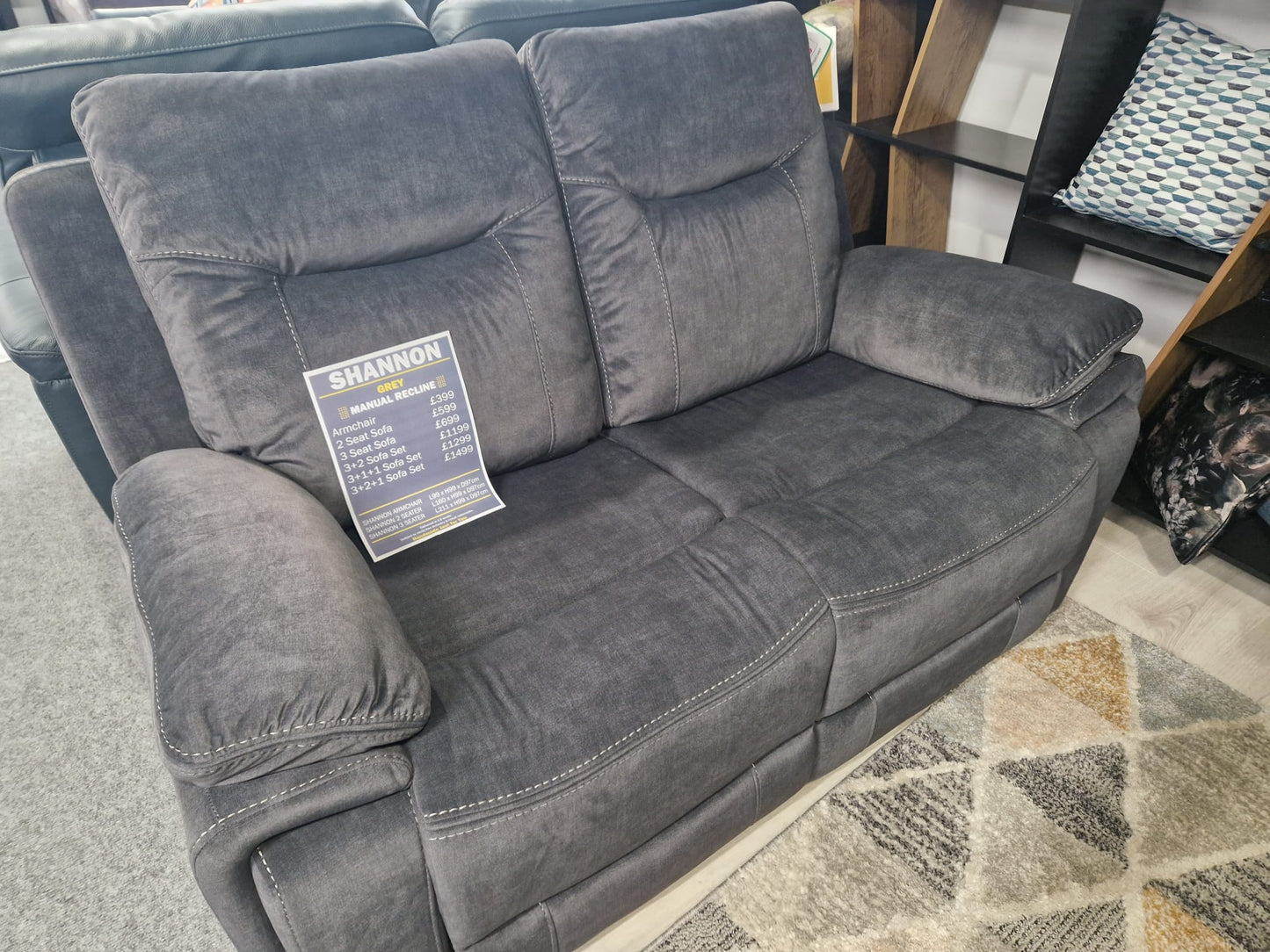 Shannon Recliner Sofas - Grey Fabric