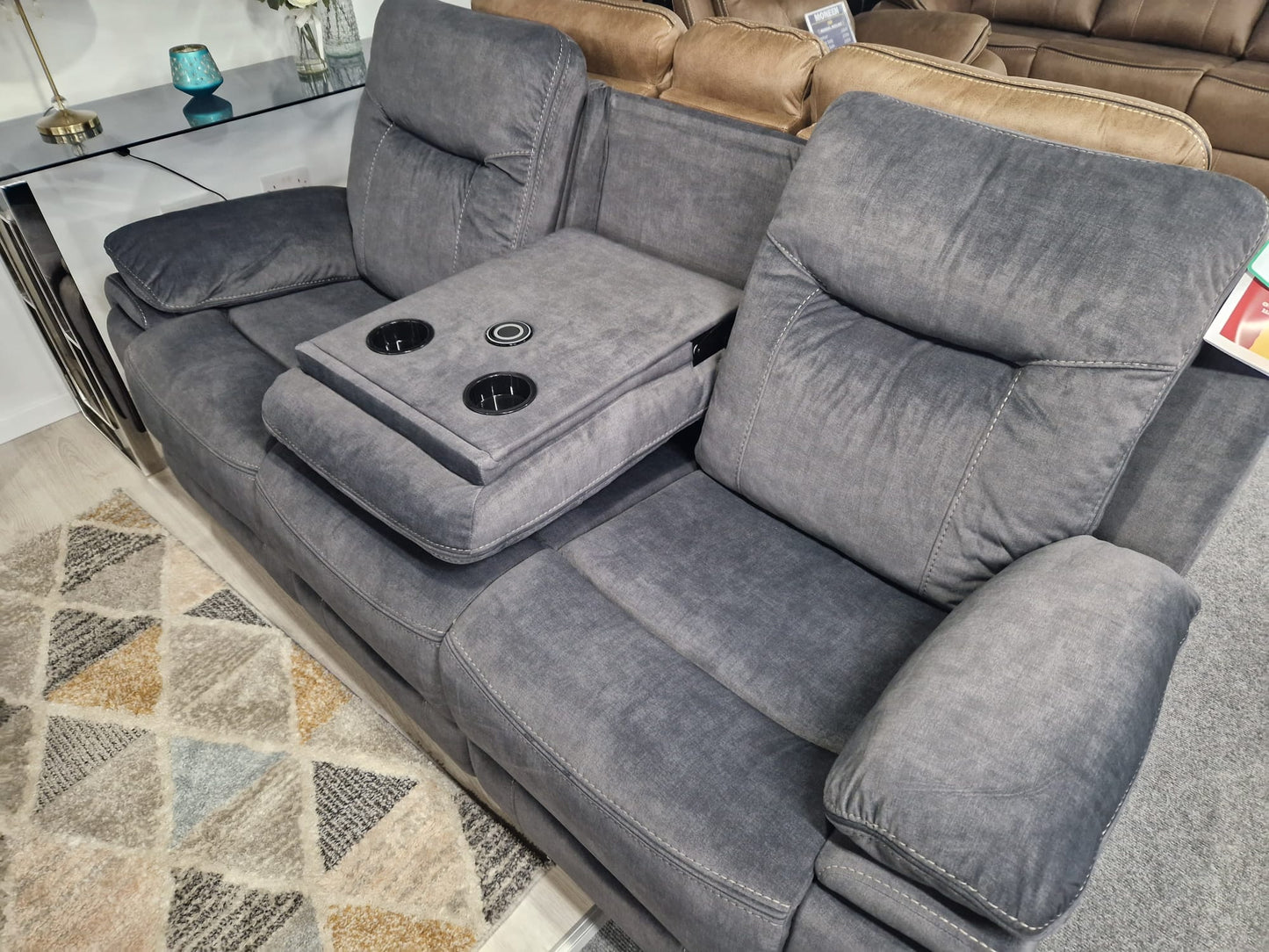 Shannon Recliner Sofas - Grey Fabric