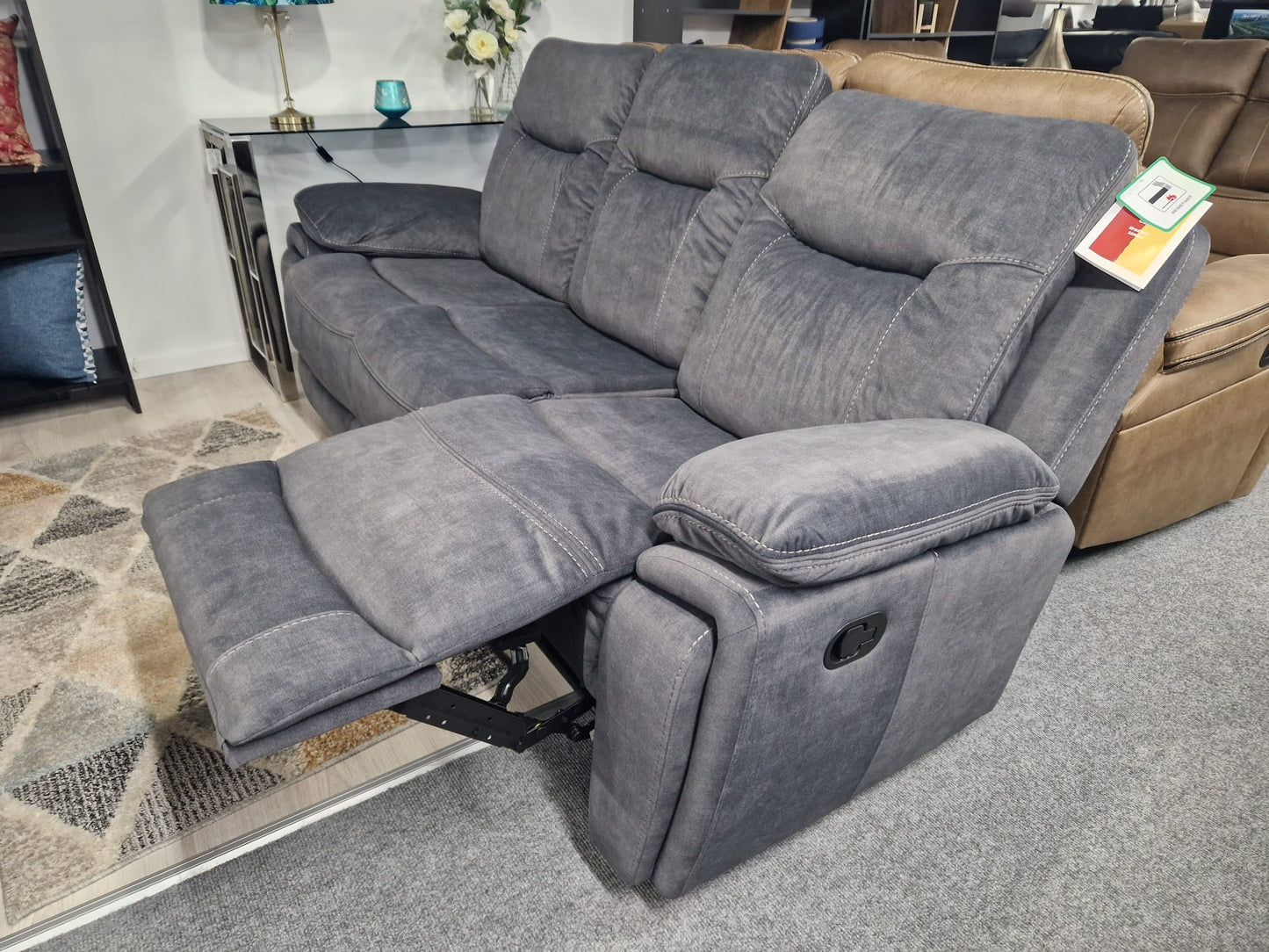 Shannon Recliner Sofas - Grey Fabric