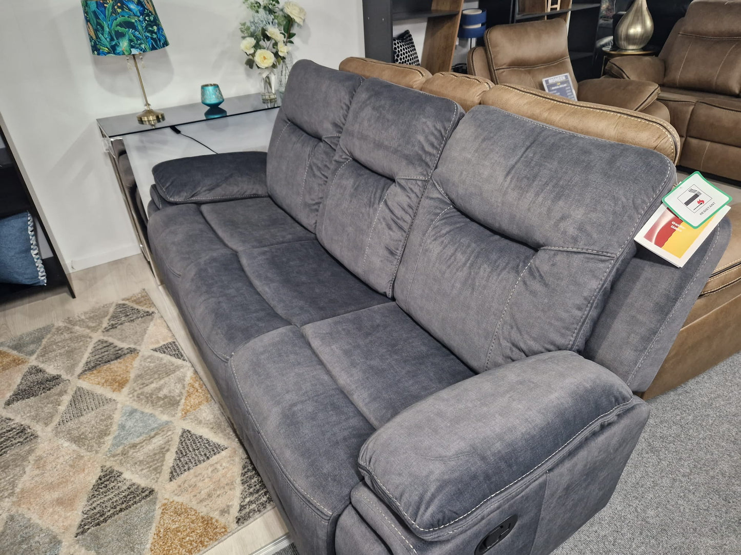 Shannon Recliner Sofas - Grey Fabric