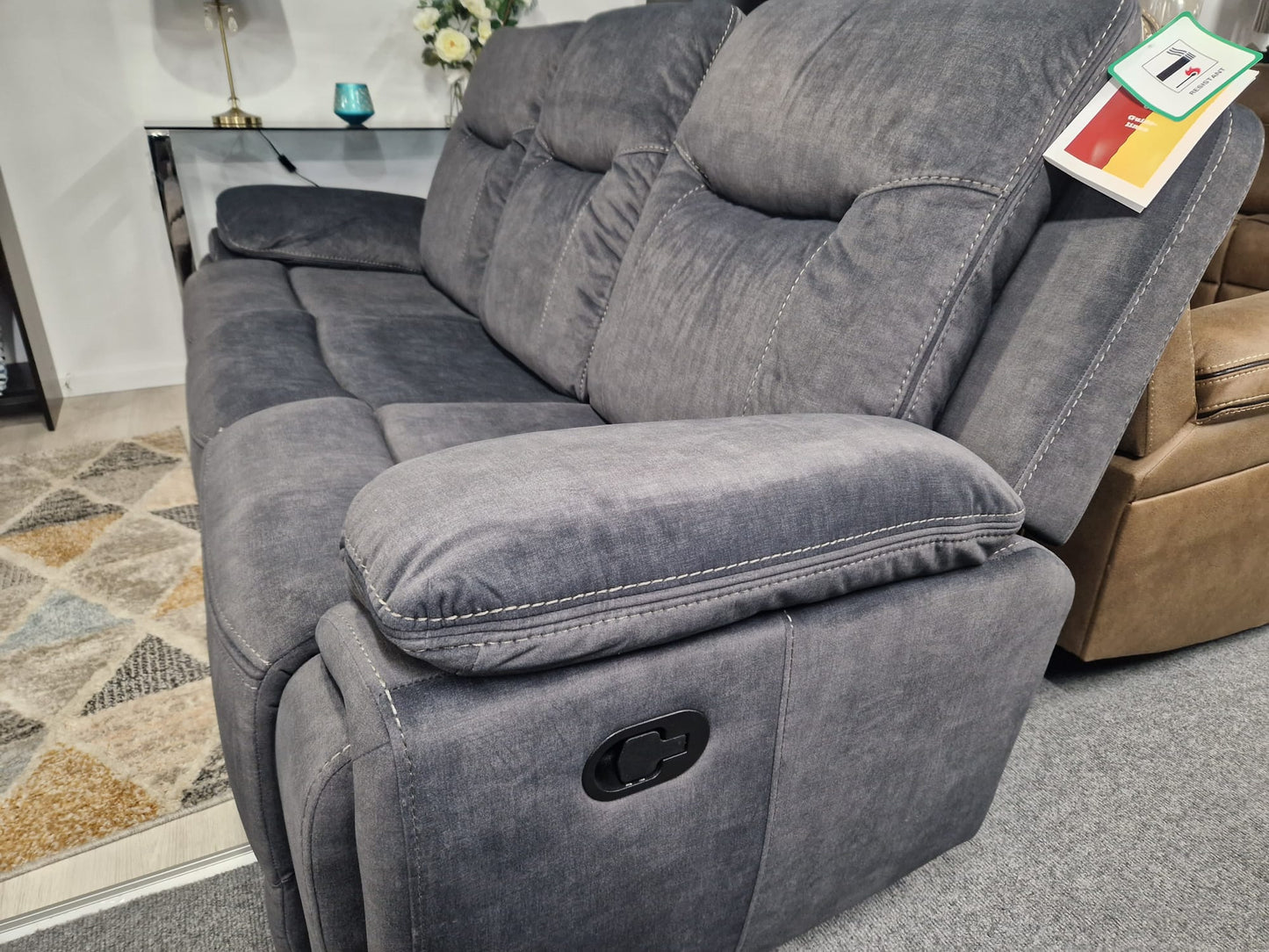 Shannon Recliner Sofas - Grey Fabric