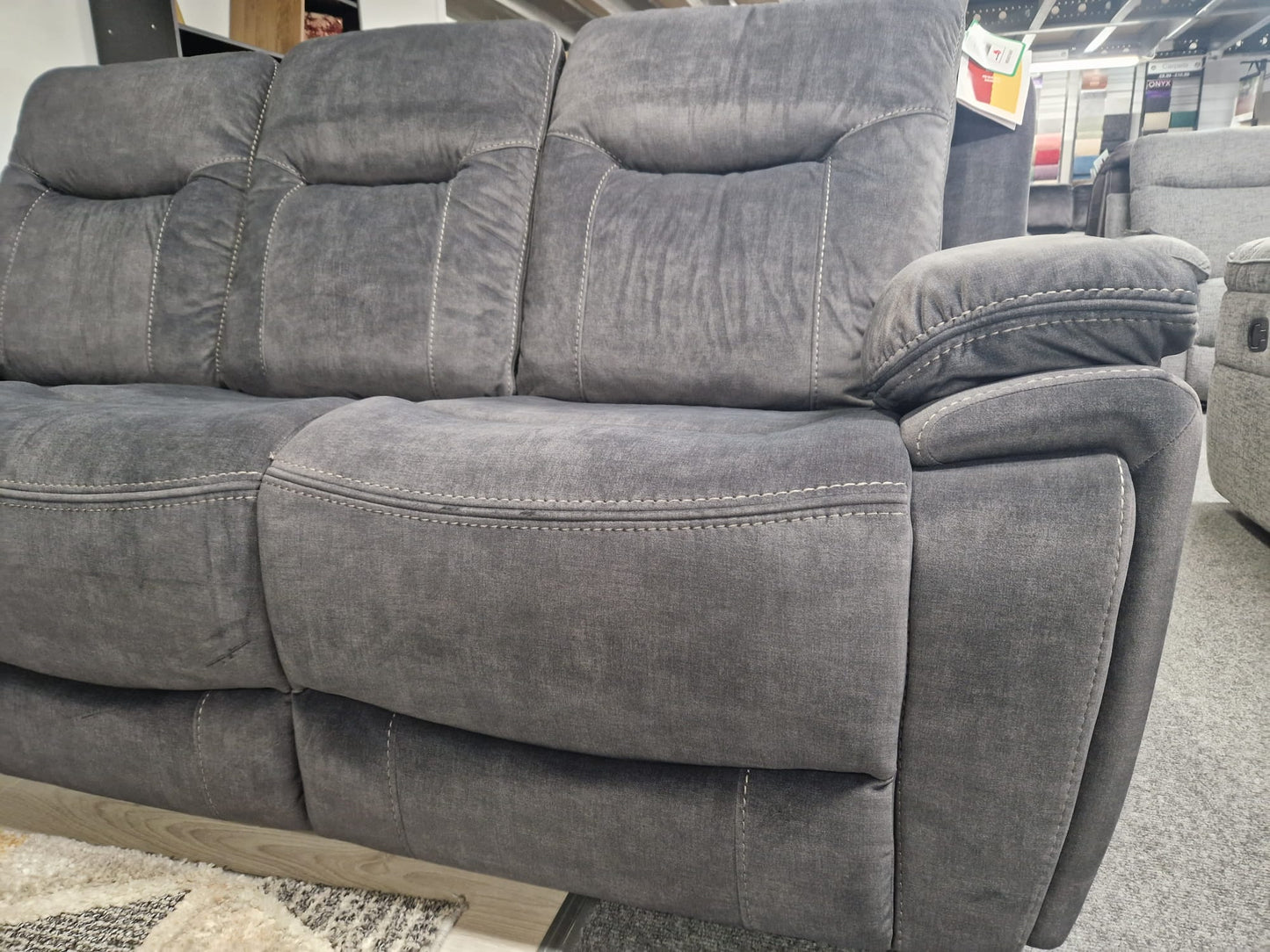 Shannon Recliner Sofas - Grey Fabric