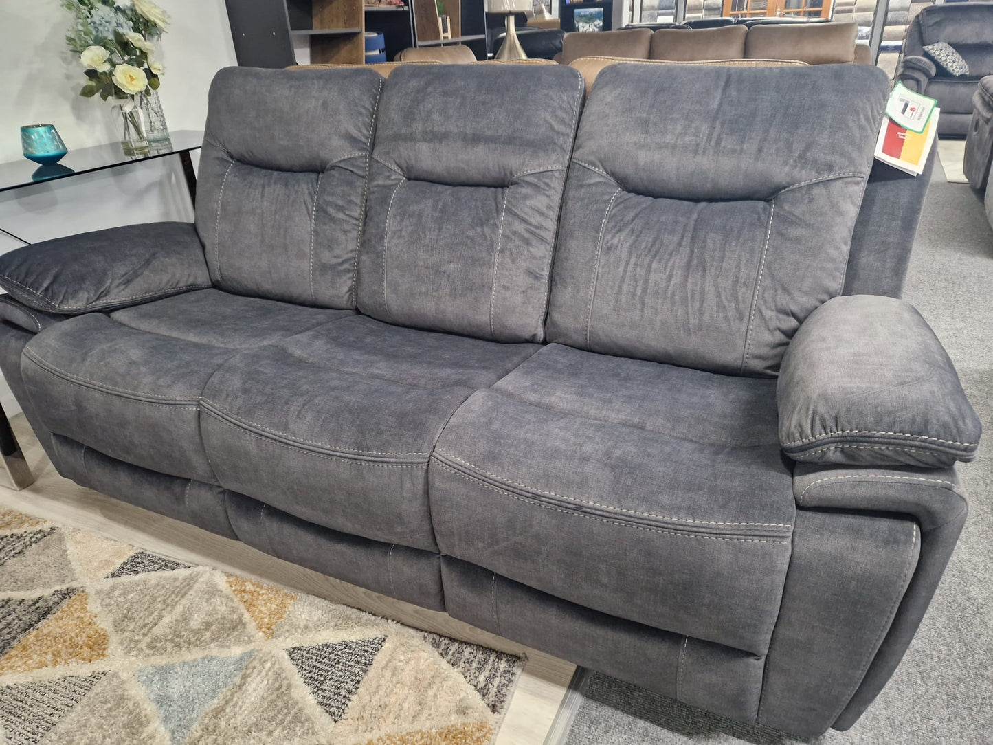 Shannon Recliner Sofas - Grey Fabric