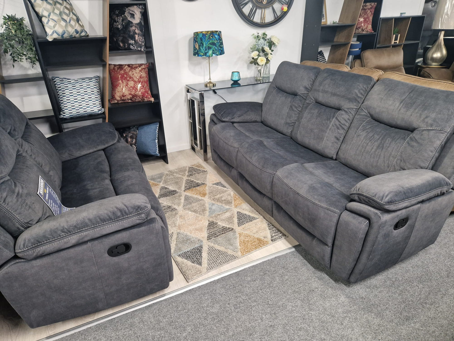 Shannon Recliner Sofas - Grey Fabric