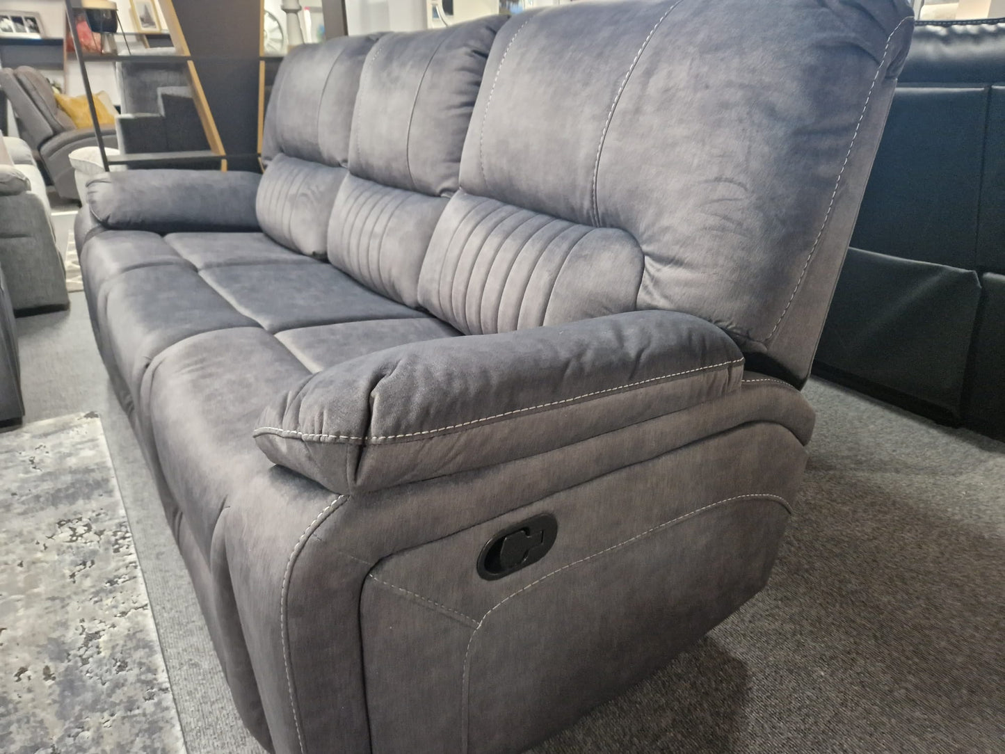 Airedale Recliner Sofas - Grey Fabric
