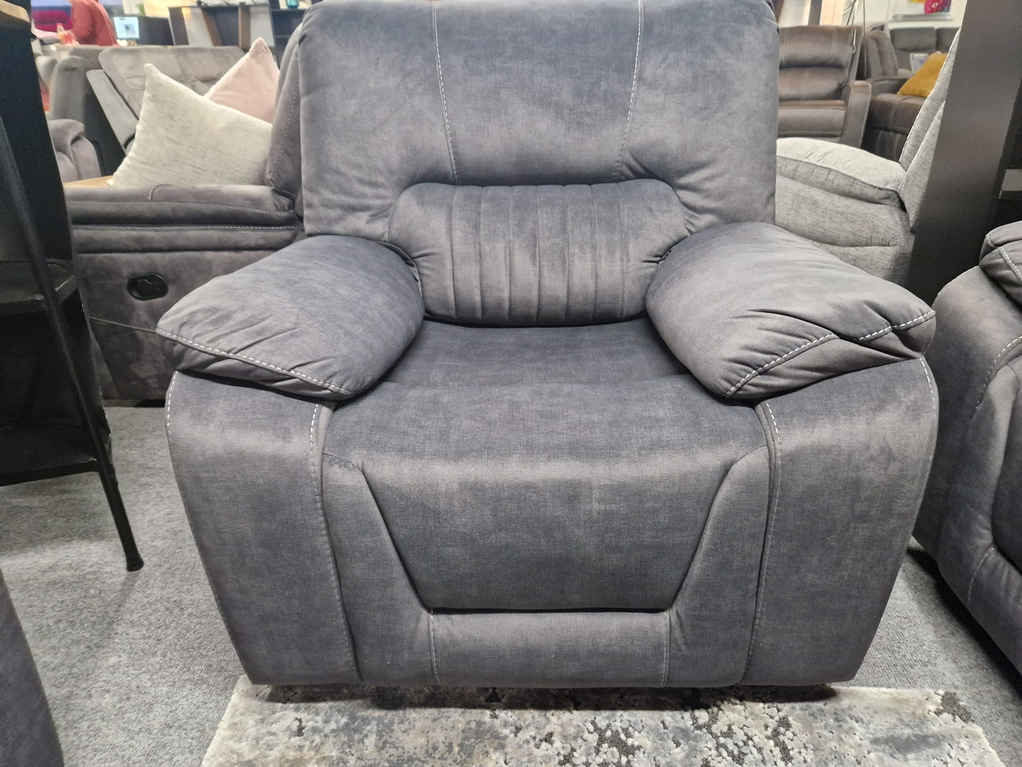 Airedale Recliner Sofas - Grey Fabric