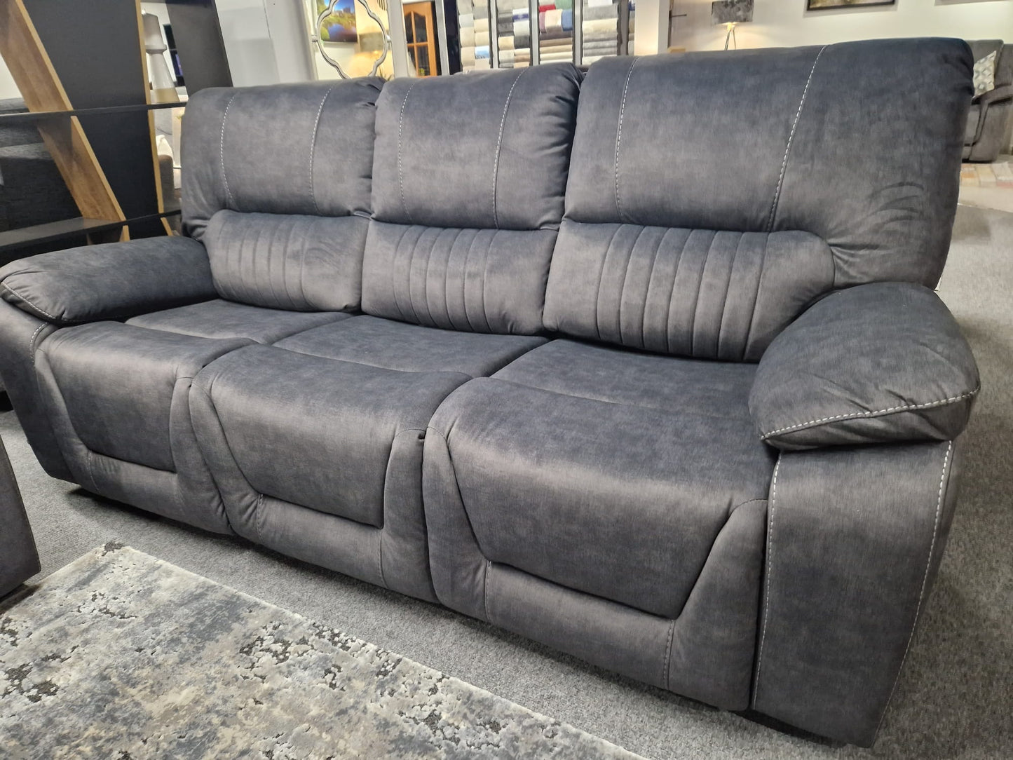 Airedale Recliner Sofas - Grey Fabric