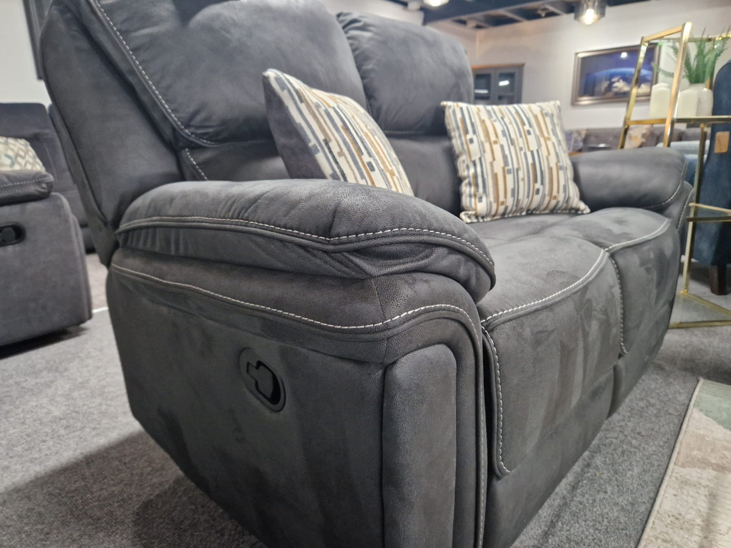 Bronte Recliner Sofas - Slate Grey Fabric