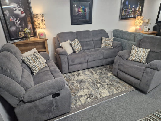 Emma Recliner Sofas - Grey Fabric
