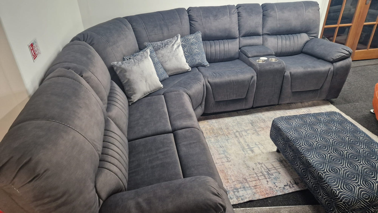 Airedale Recliner Corner Sofas - Grey Fabric