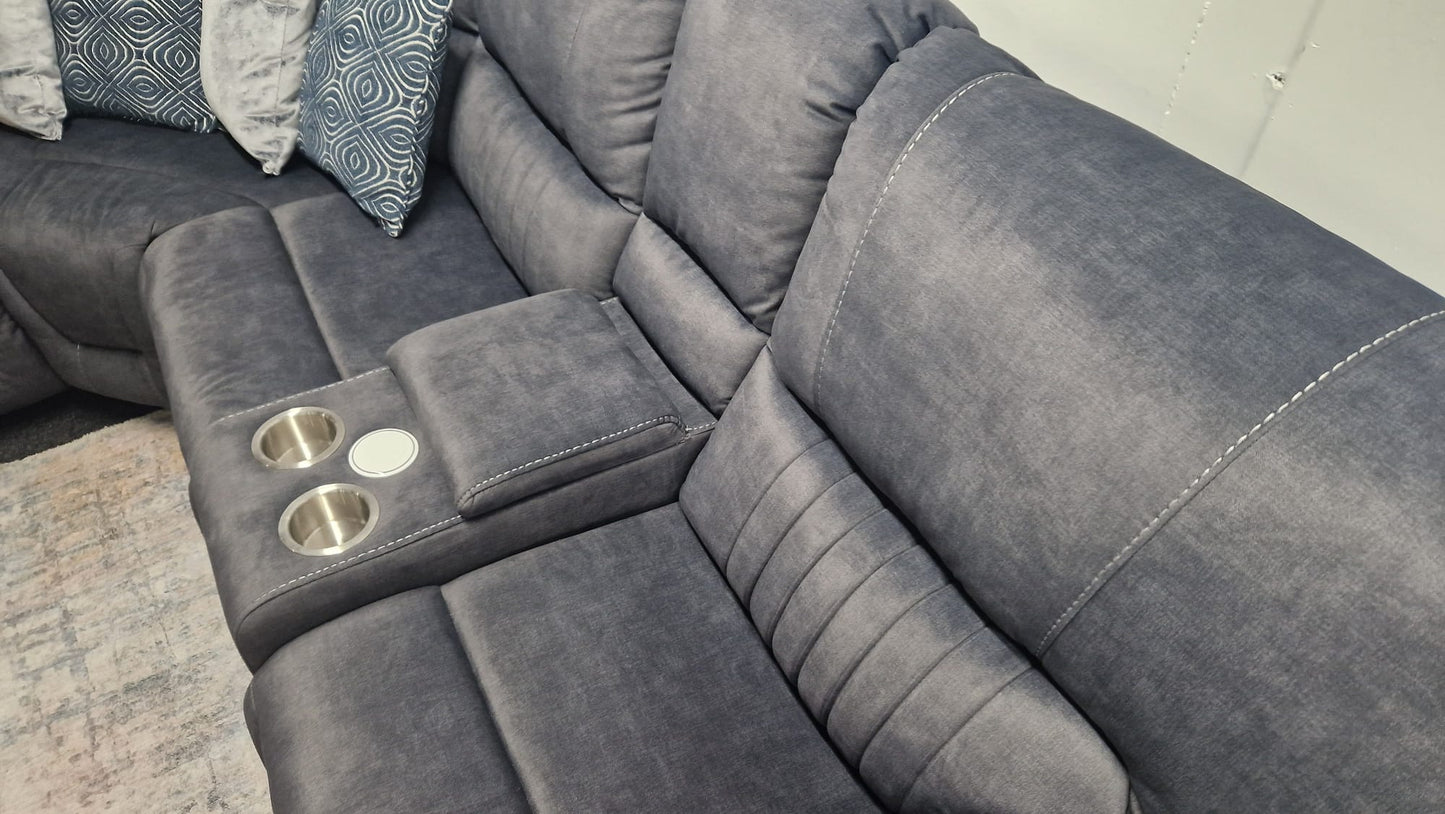 Airedale Recliner Corner Sofas - Grey Fabric