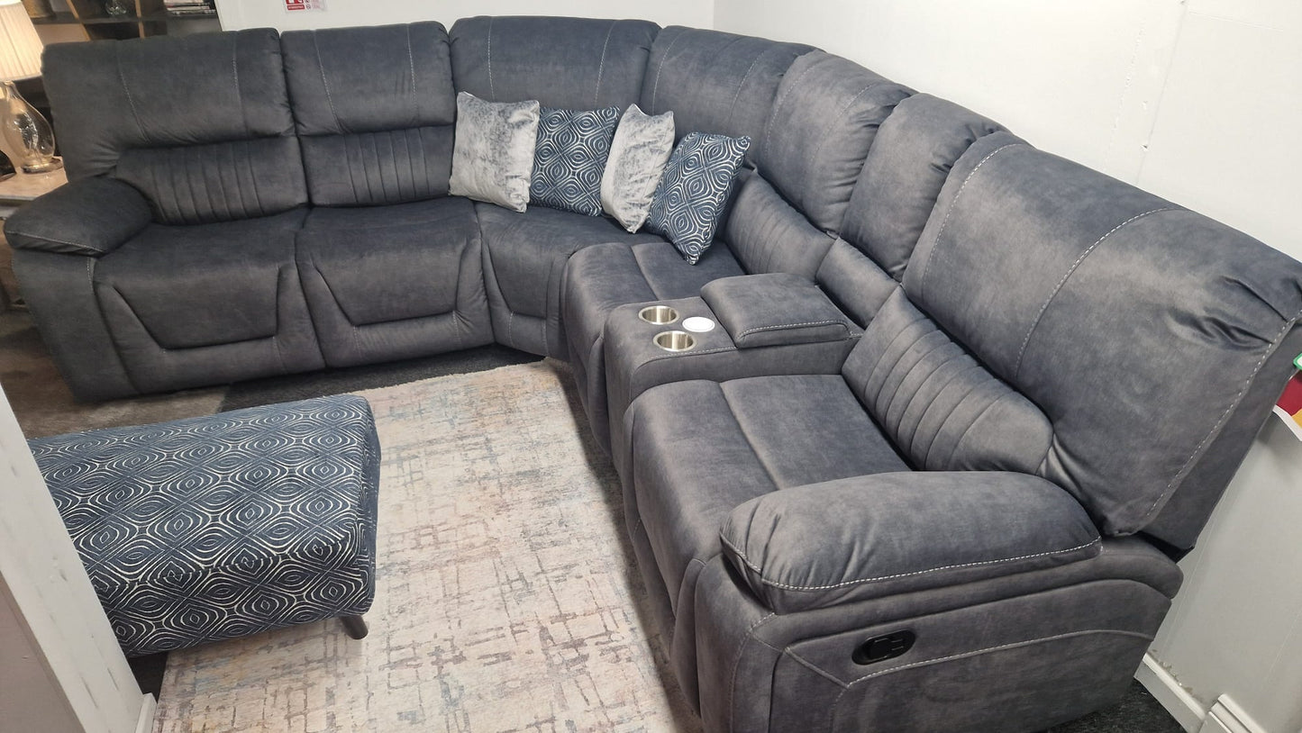 Airedale Recliner Corner Sofas - Grey Fabric