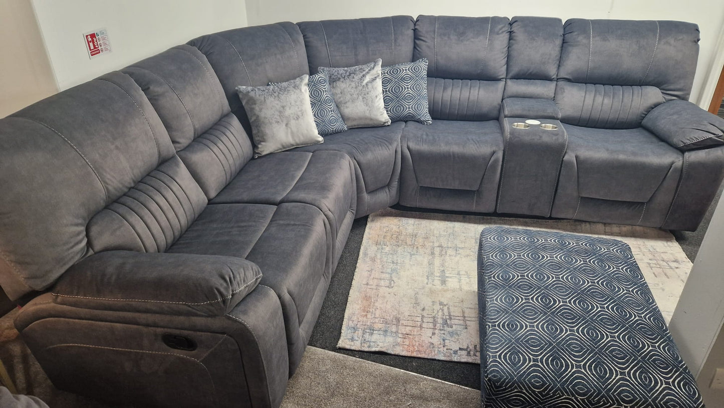 Airedale Recliner Corner Sofas - Grey Fabric
