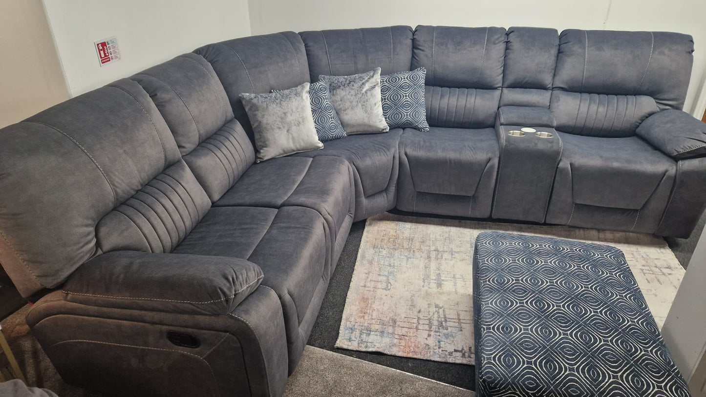 Airedale Recliner Corner Sofas - Grey Fabric