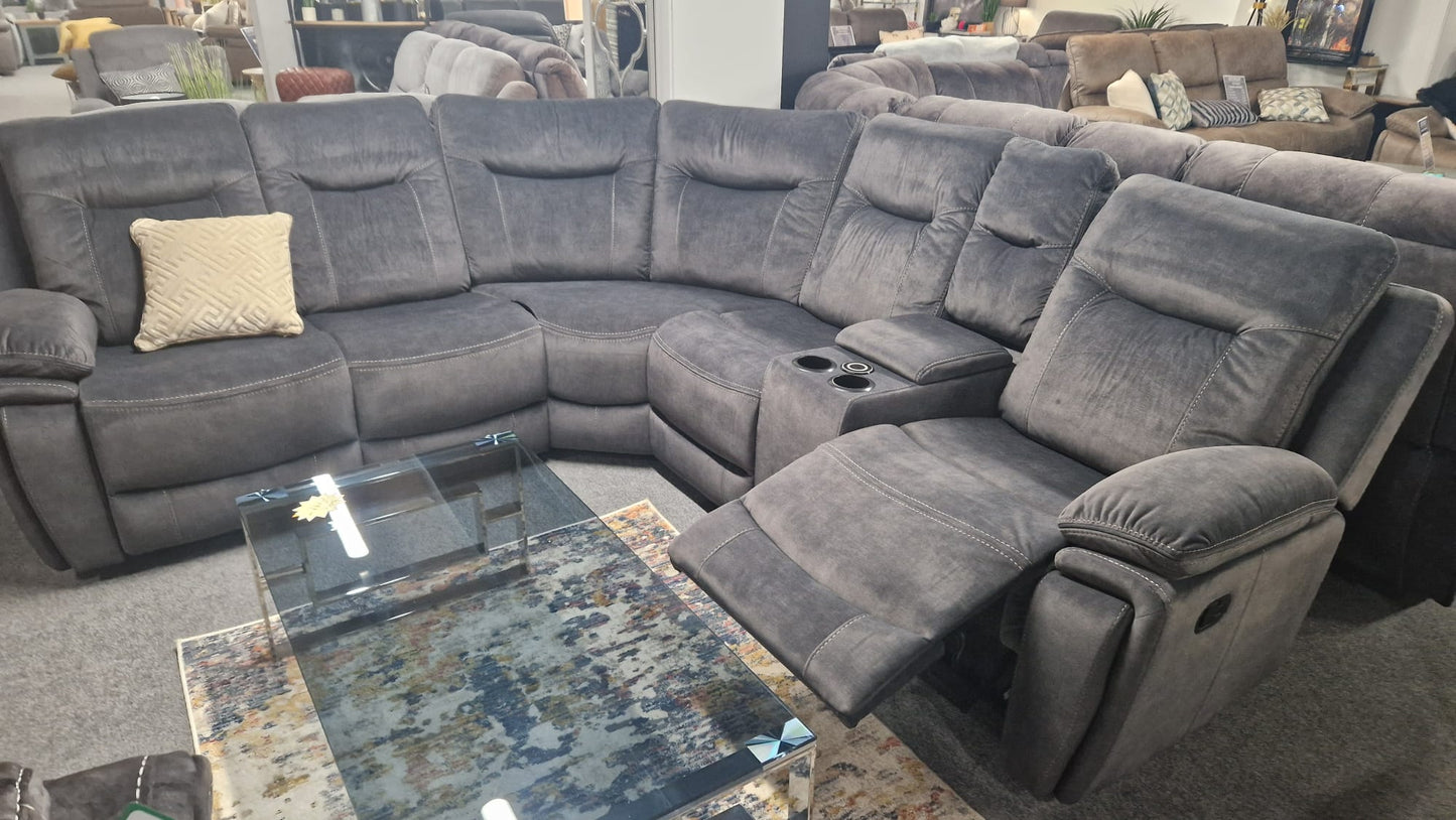 Shannon Recliner Corner Sofas - Grey Fabric