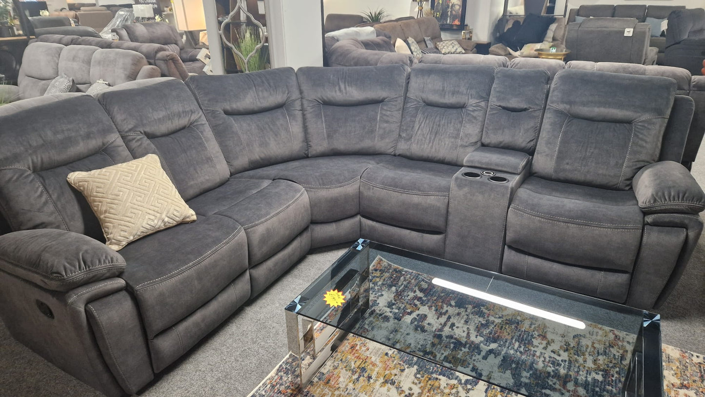 Shannon Recliner Corner Sofas - Grey Fabric
