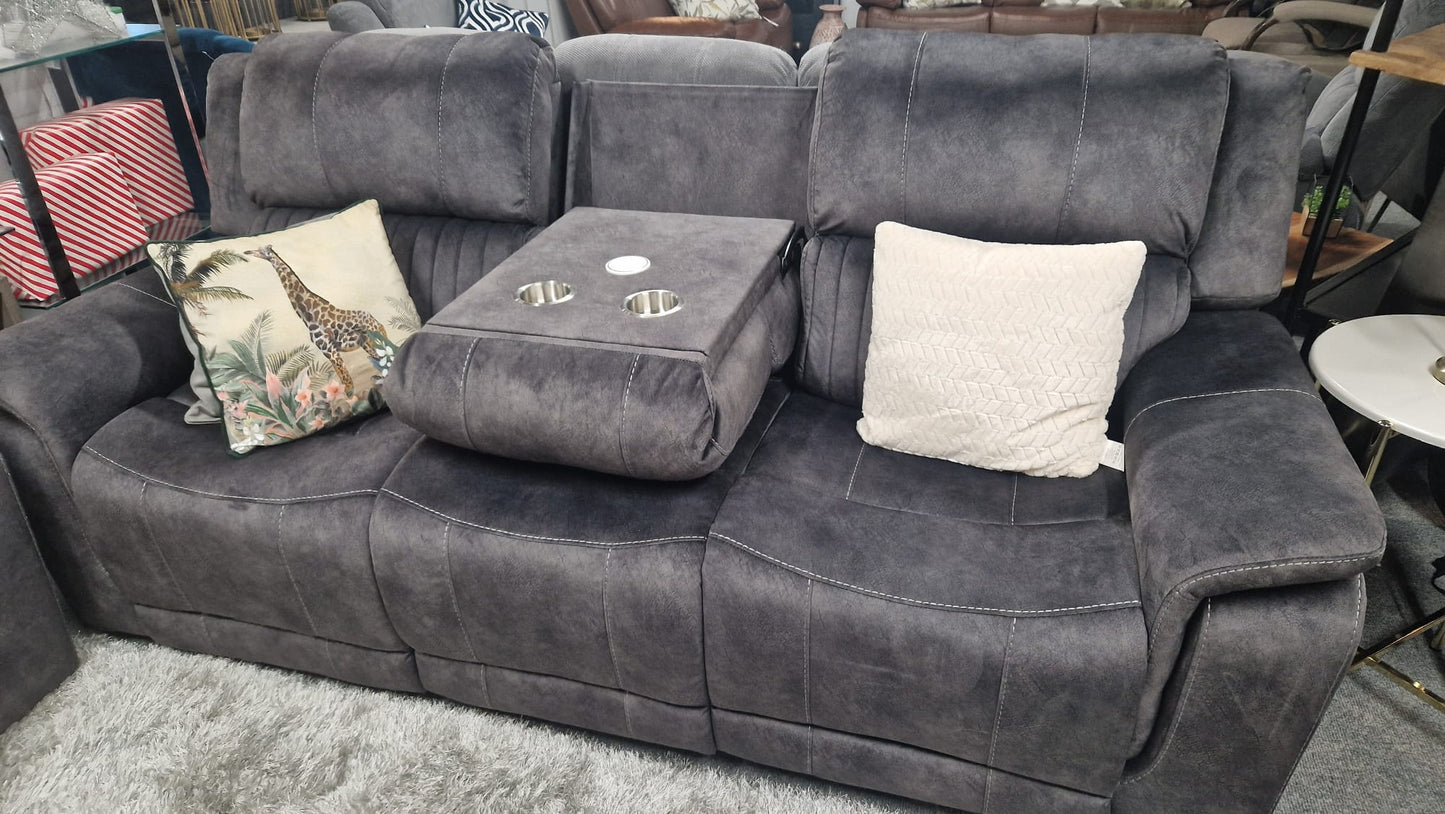 Platina Recliner Sofas - Dark Grey Fabric