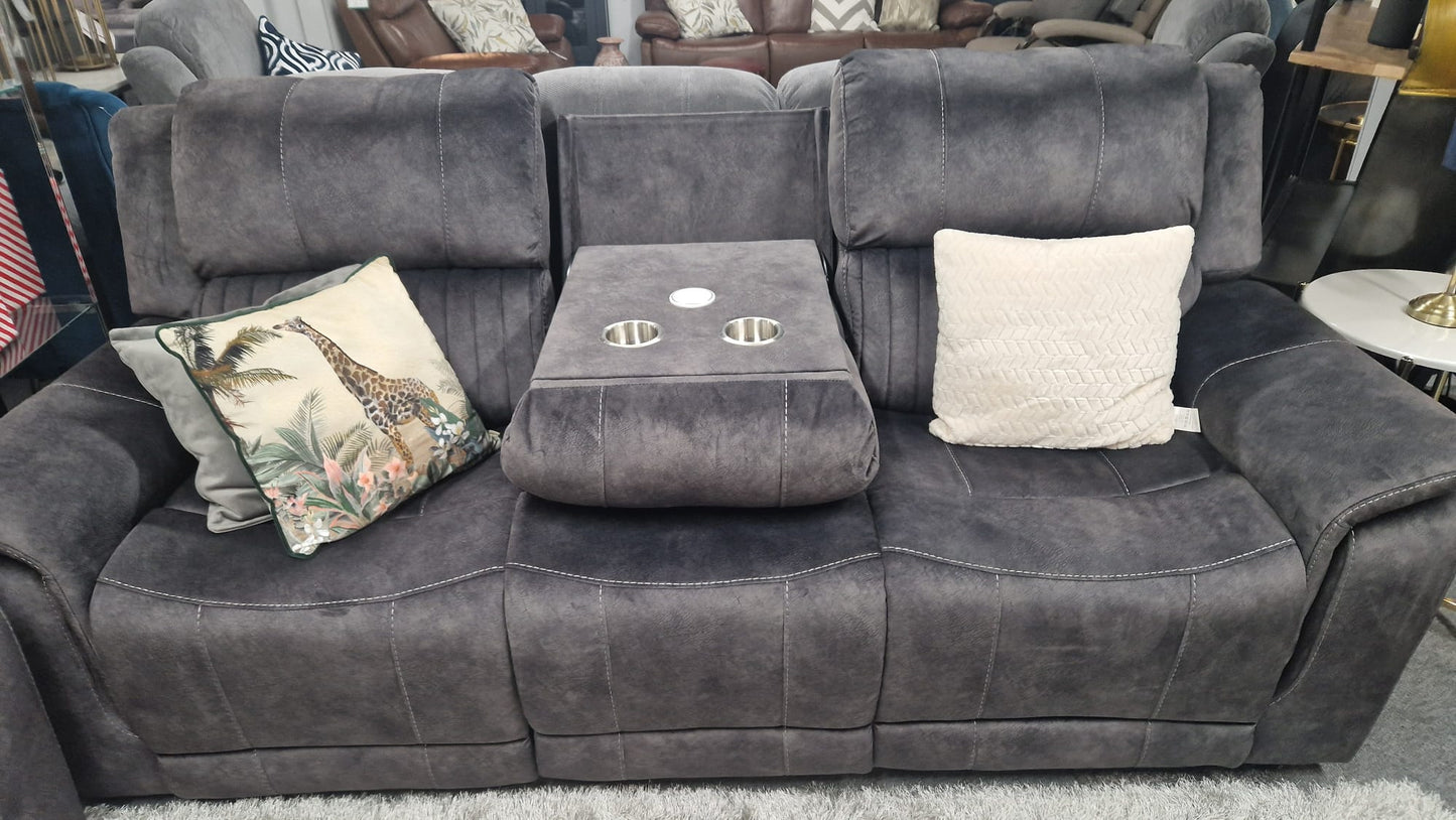 Platina Recliner Sofas - Dark Grey Fabric