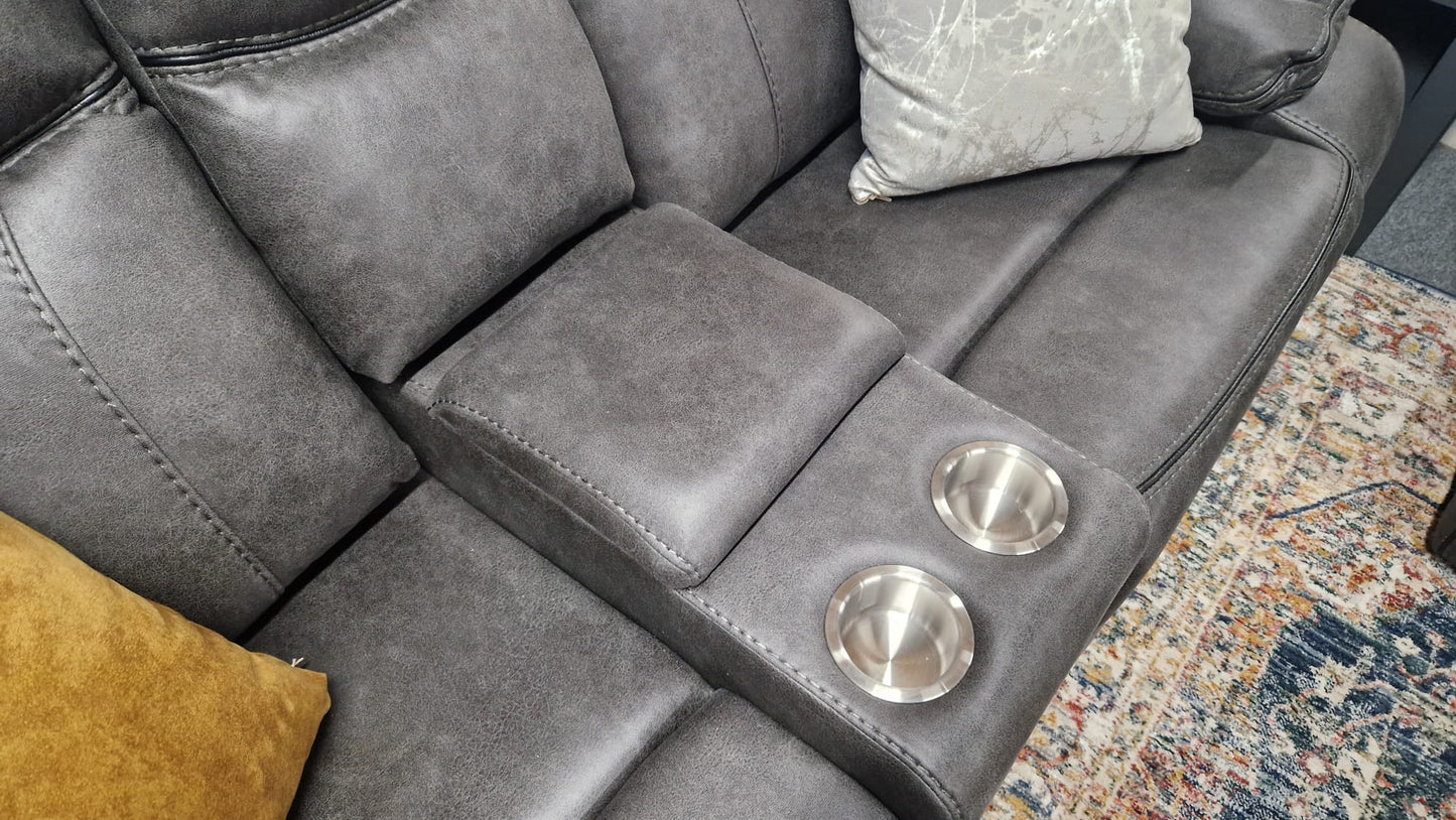 Moneen Recliner Sofas - Gunmetal Grey Fabric