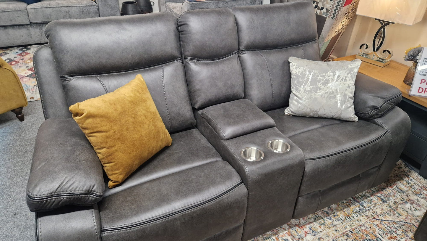 Moneen Recliner Sofas - Gunmetal Grey Fabric