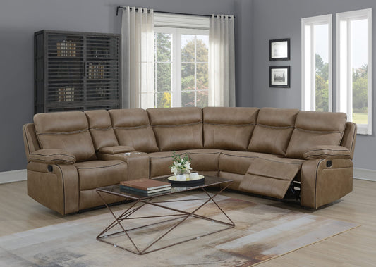 Moneen Recliner Corner Sofas - Tan Fabric